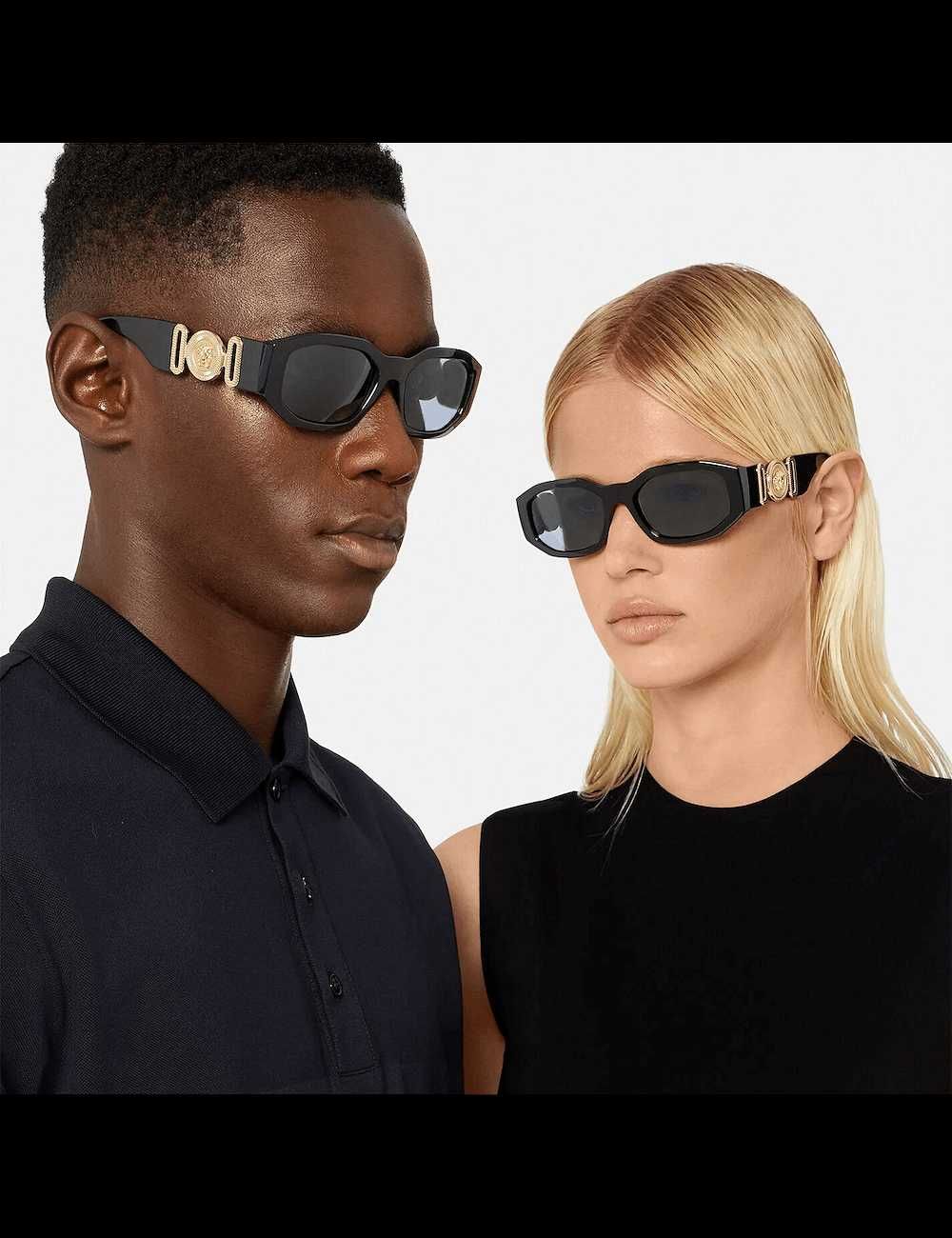 Слънчеви Очила Versace Sunglasses Правоъгълни Черни Версачи УВ400 CE F