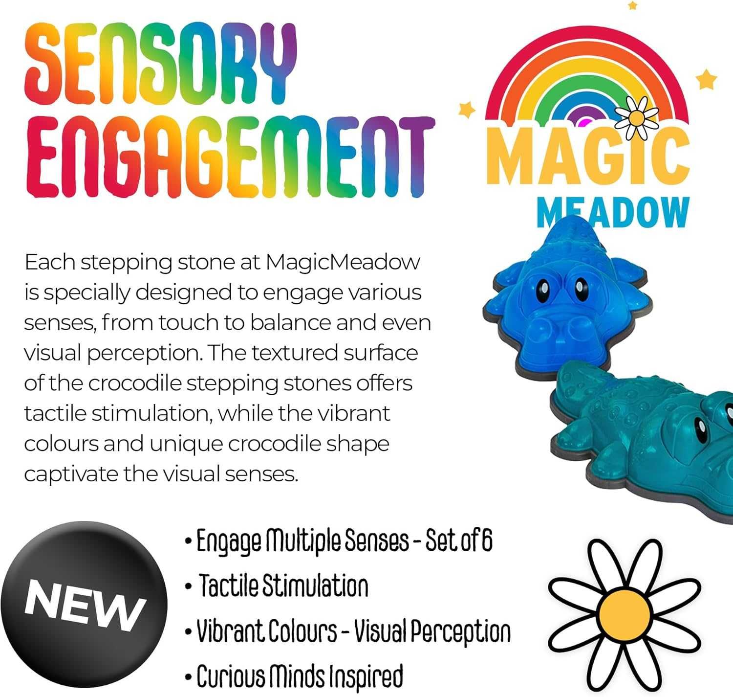 MagicMeadow Крокодилски стъпала 6 бр. игра за деца с аутизъм за баланс