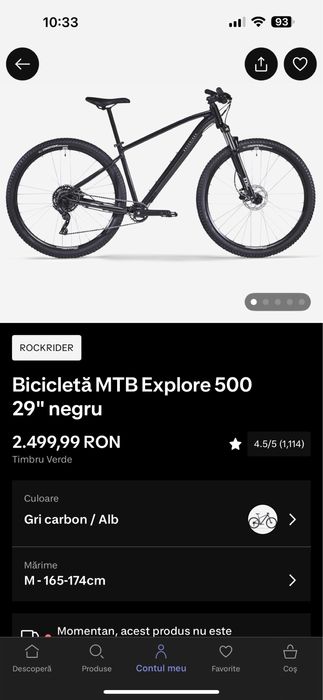 Bicicletă MTB Explore 500 29" negru