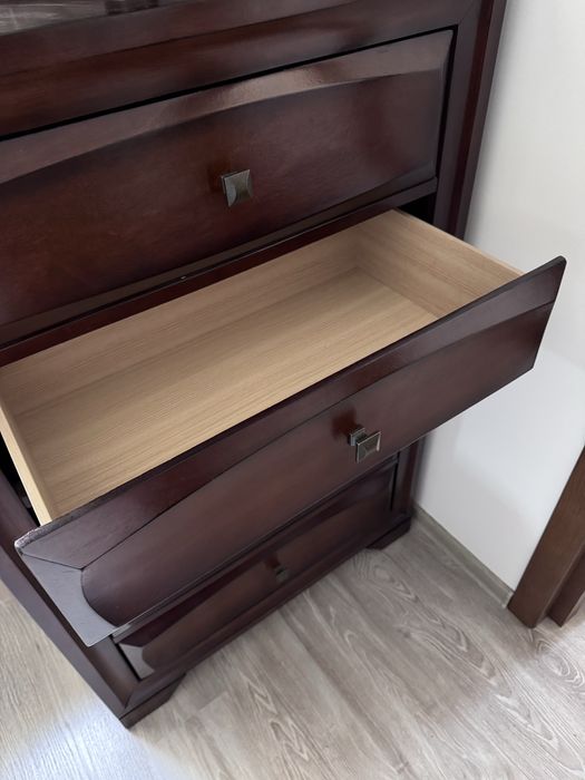 Set complet dormitor lemn + tăblie tapițată