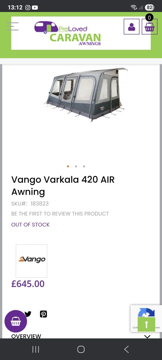 Cort Rulota Vango AIRawning Valkala 4,20m