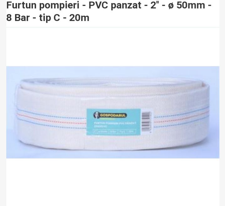 Furtune pompieri PVC panzate 20m liniari sau 40m liniari