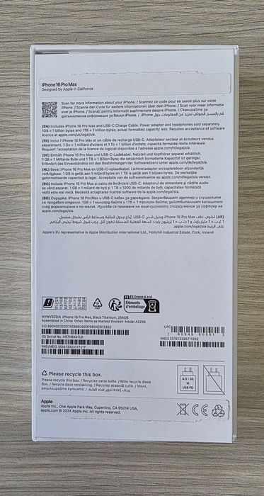 Iphone 16 PRO MAX, 256GB, Black Titanium, 100% BATERIE - GARANTIE