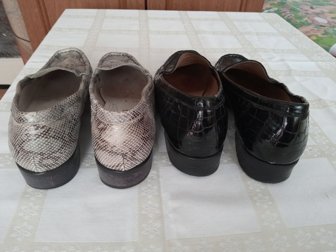 2 perechi pantofi/mocasini ARA piele naturală mărimea 39