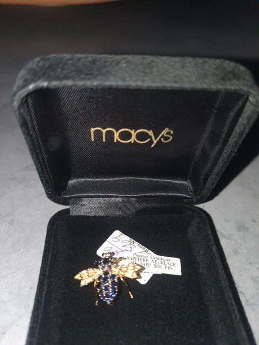 Brosa din aur de 14k cu safire albastre, 2.8g