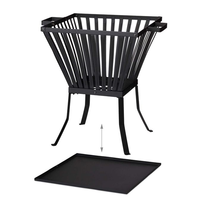 Vatra de foc cu vatrai si suport protectie design modern otel 56x45 cm