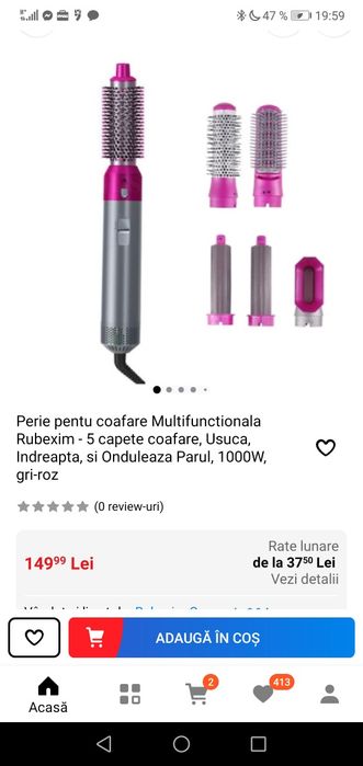 Perie pentu coafare Multifunctionala Rubexim - 5 capete coafare, Usuca