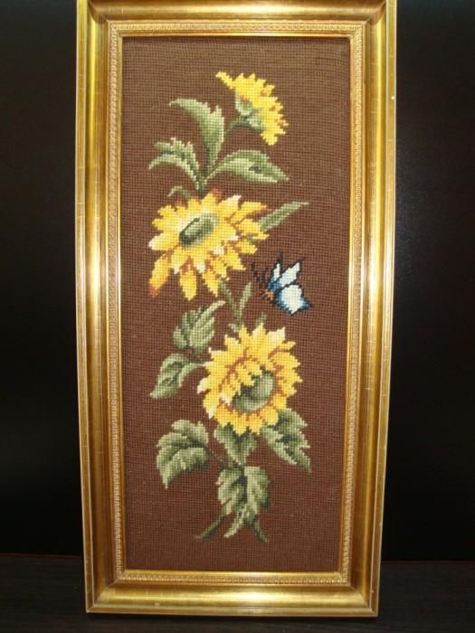 ARTA HAND MADE! Minunat goblen, motive florale,lucrat manual.