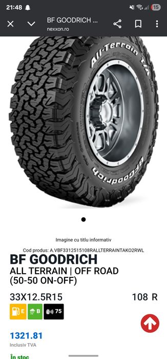 Vând cauciucuri BFgoodrich all-terrain