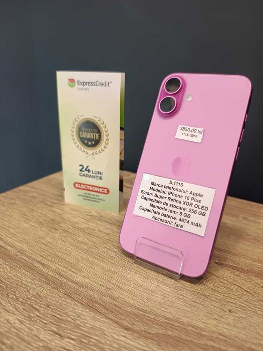 (AG51) Apple iPhone 16 Plus 256GB b1115 - Garantie 2 ani!