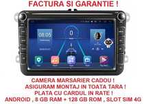 Navigatie 8GB Carplay Skoda Octavia 2 Superb Rapid Leon VW T5 Polo