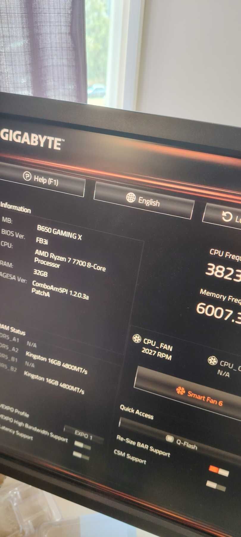 GIGABYTE B650 GAMING X + AMD RYZEN 7 7700 8-Core (5.3 GHz Turbo) AM5