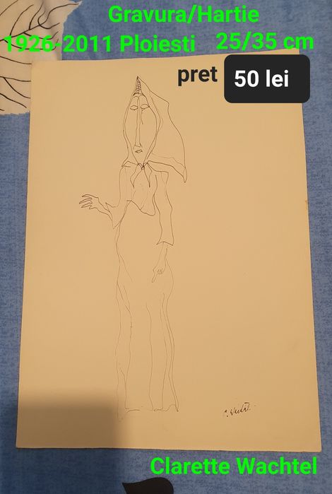 Gravura pe coala cu semnatura