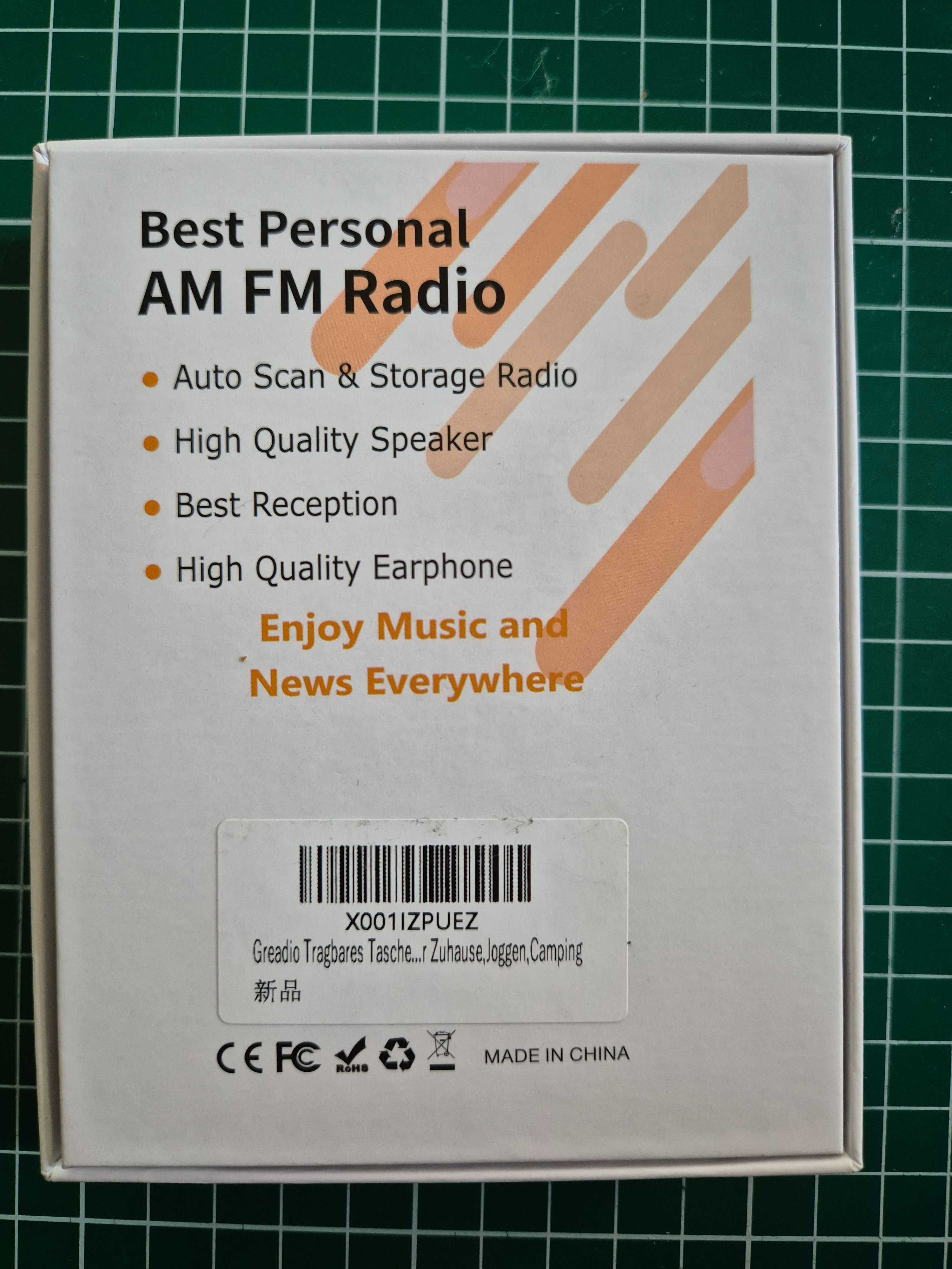 Radio portabil  de buzunar AM/FM stereo, ceas, alarma, display LCD