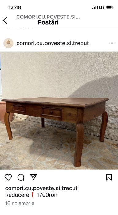 Masă veche , joasă