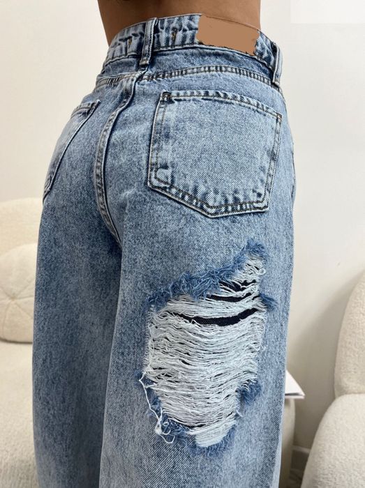 Дамски дънки с висока талия - L