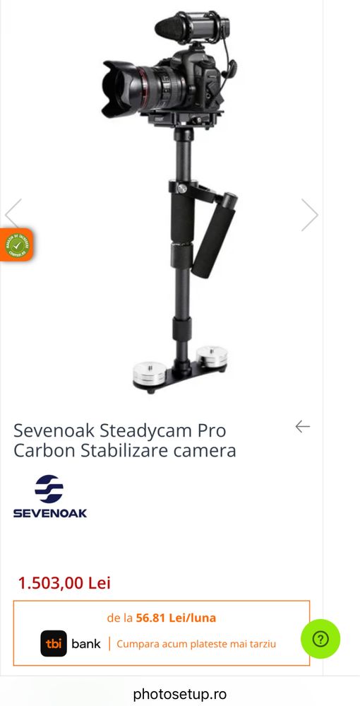 SEVENOAK SK-SW Pro 2 Steadycam Carbon Stabilizare camera