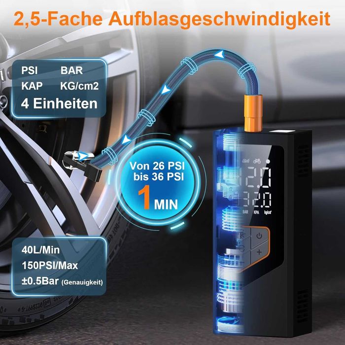 Електрическа въздушна помпа, компресор с батерия 7800 mAh