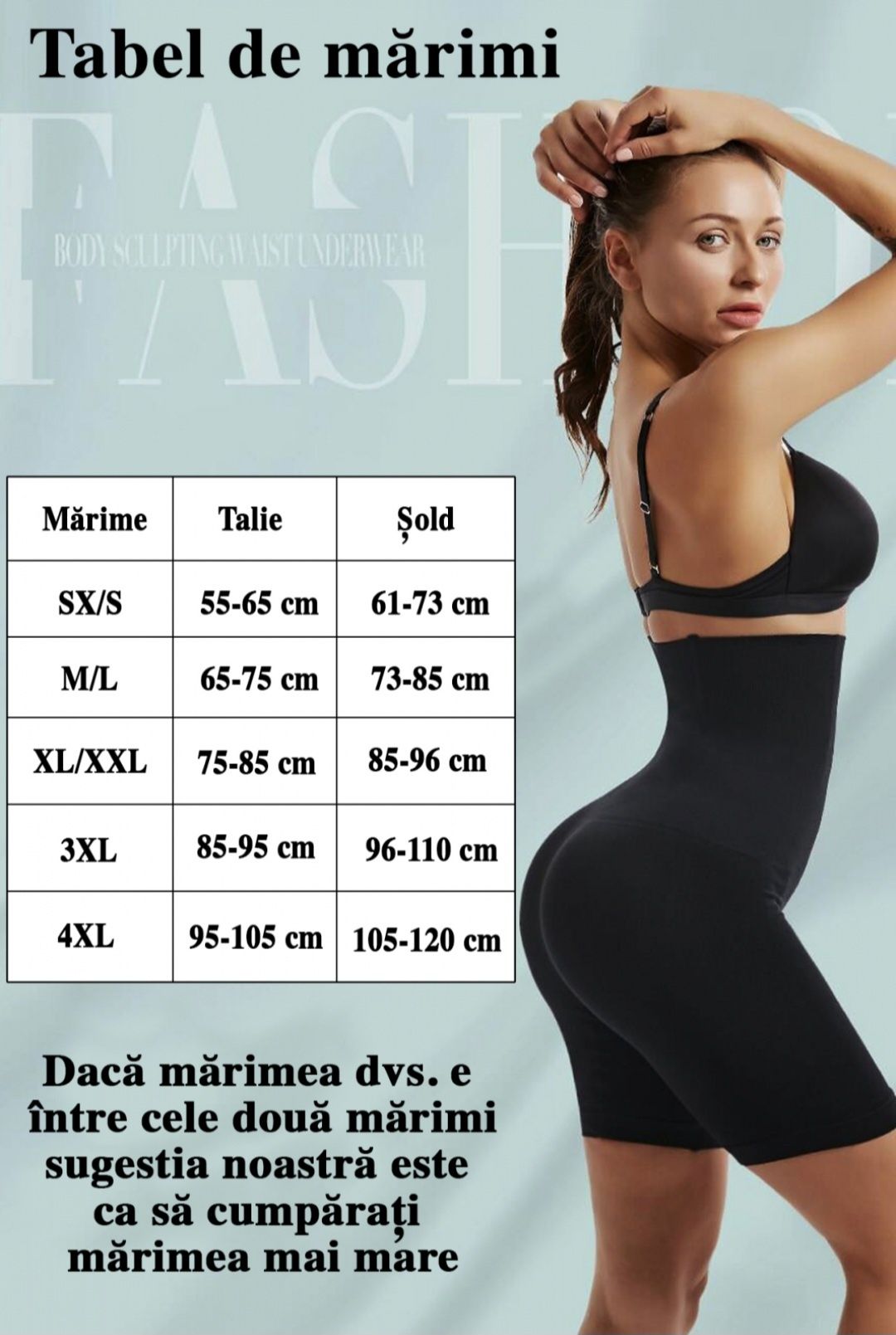 Lenjerie modelatoare tip colanti cu talie inalta Negru sau Bej