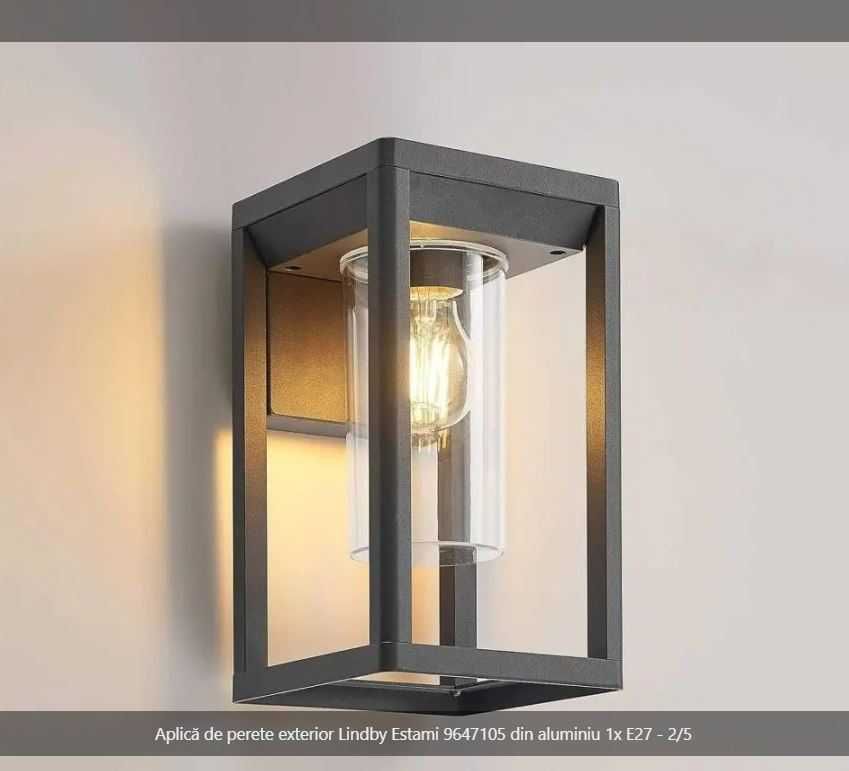 Aplică de perete exterior Lindby Estami 9647105 din aluminiu 1x E27.