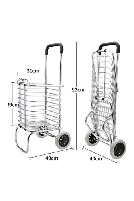 Cărucior metalic aliaj usor pliabil pt cumpărături și transport