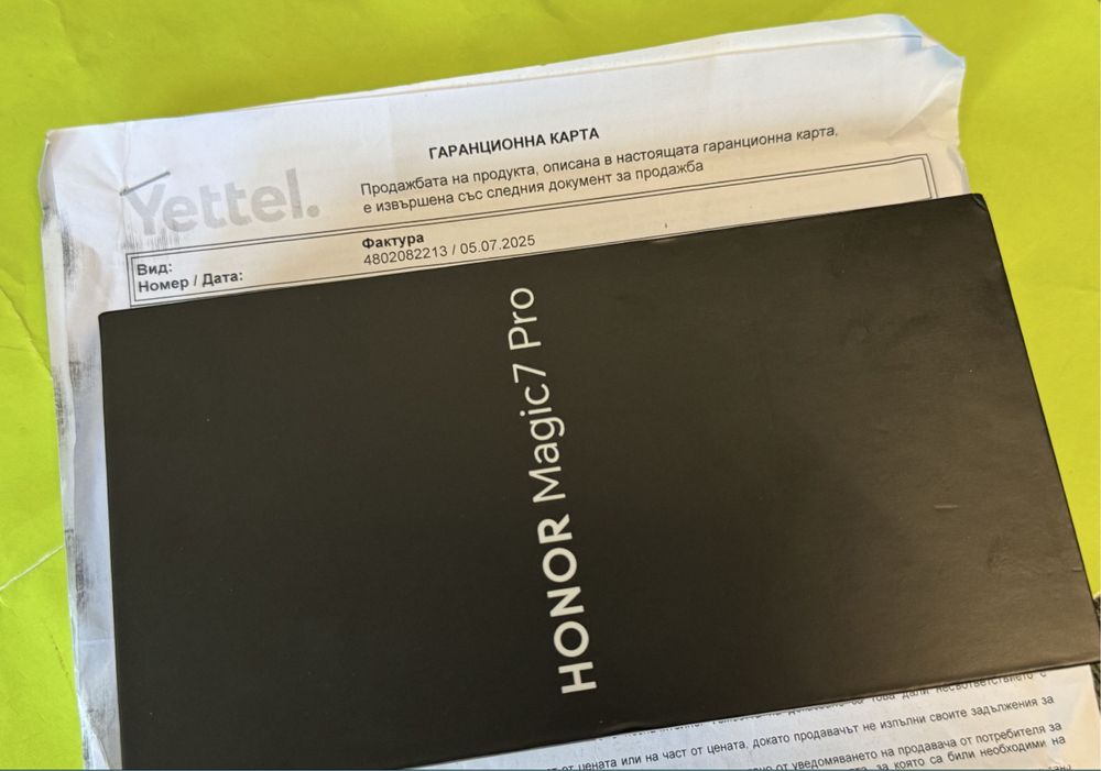 ***ЧИСТО НОВ 512GB Honor Magic 7 Pro 5G 12GB Yettel Гаранция 2027г. Bl