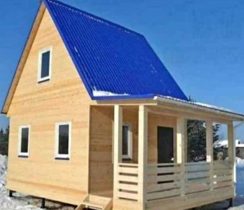 Case modulare pe structura metalica, cabane tip A din lemn tratat