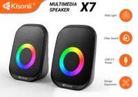 Новые колонки Kisonli X7 (6 Вт, LED, стерео акустика 2.0)
