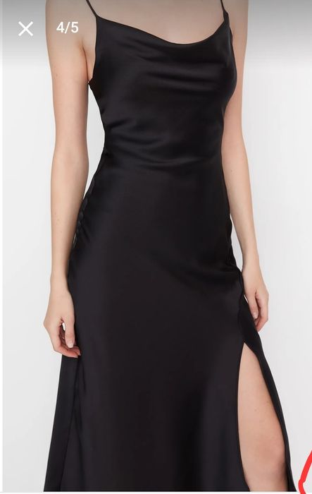 Rochie neagra, din saten, marimea 36