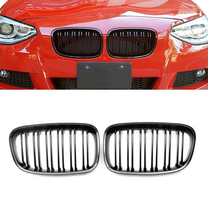 Grile Nari Duble M Design BMW Seria 1 F20 F21 PreLCI Negru Lucios