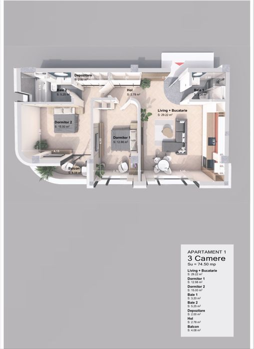 Apartament 3 camere modern