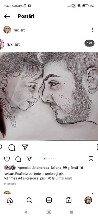 Realizez portrete in creion