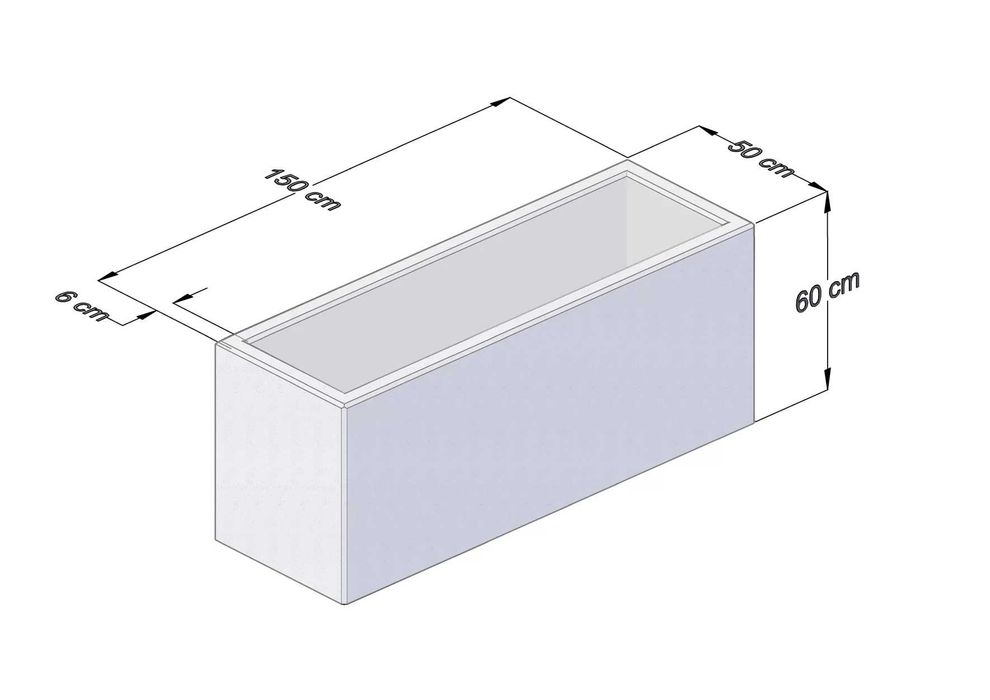 Jardiniera din beton cu piatra naturală 150x50x60 cm
