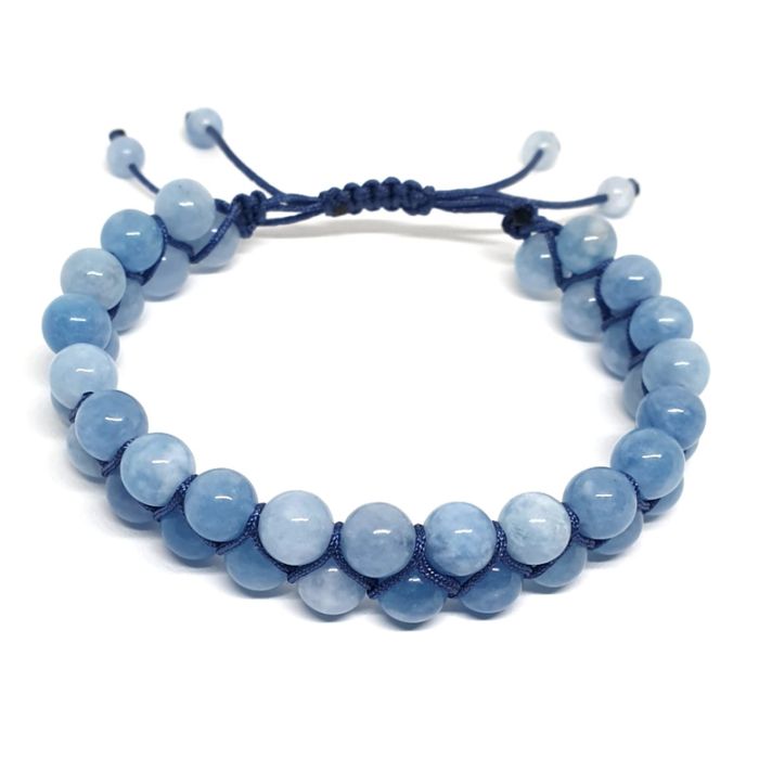 Bratara Shambala din acvamarin