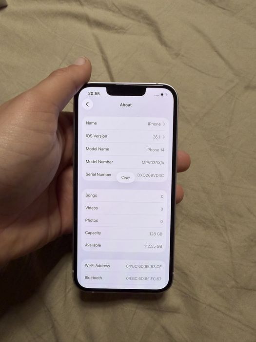 Iphone 14 128 gb purple 100% battery