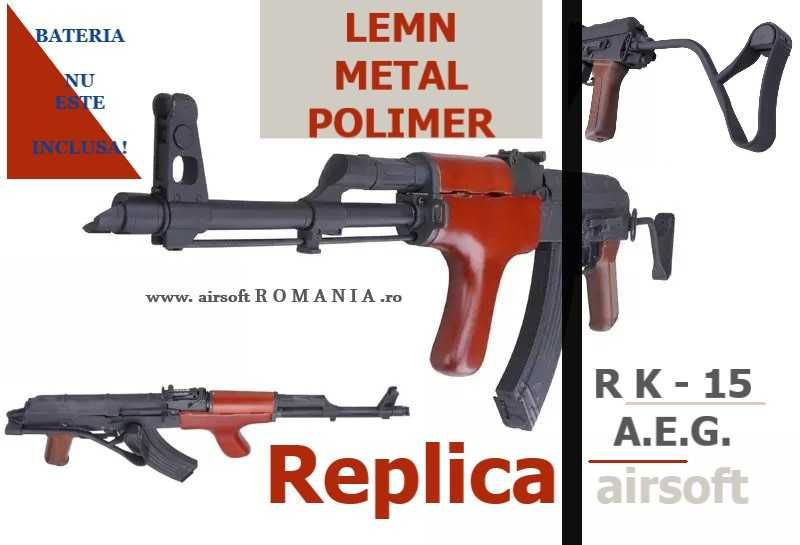 Pusca AK47 AIMS RK-15 Metal&Lemn Double Bell airsoft fara baterie