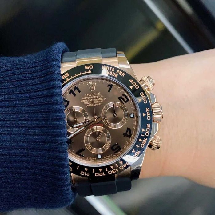 rolex daytona rose gold / rubber strap