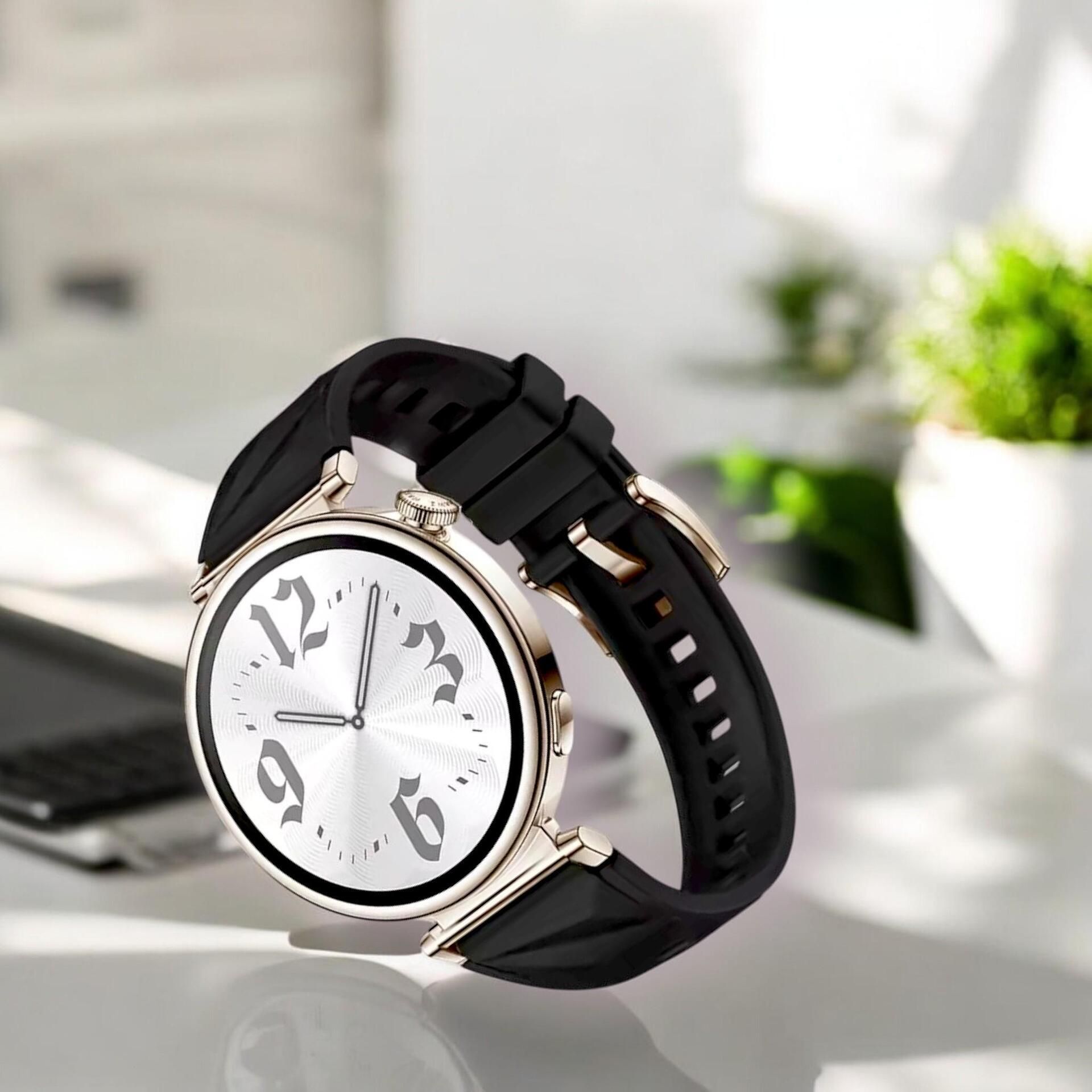 Силиконова каишка techsuit за huawei watch gt 4/ gt 5 (41mm) black/gol