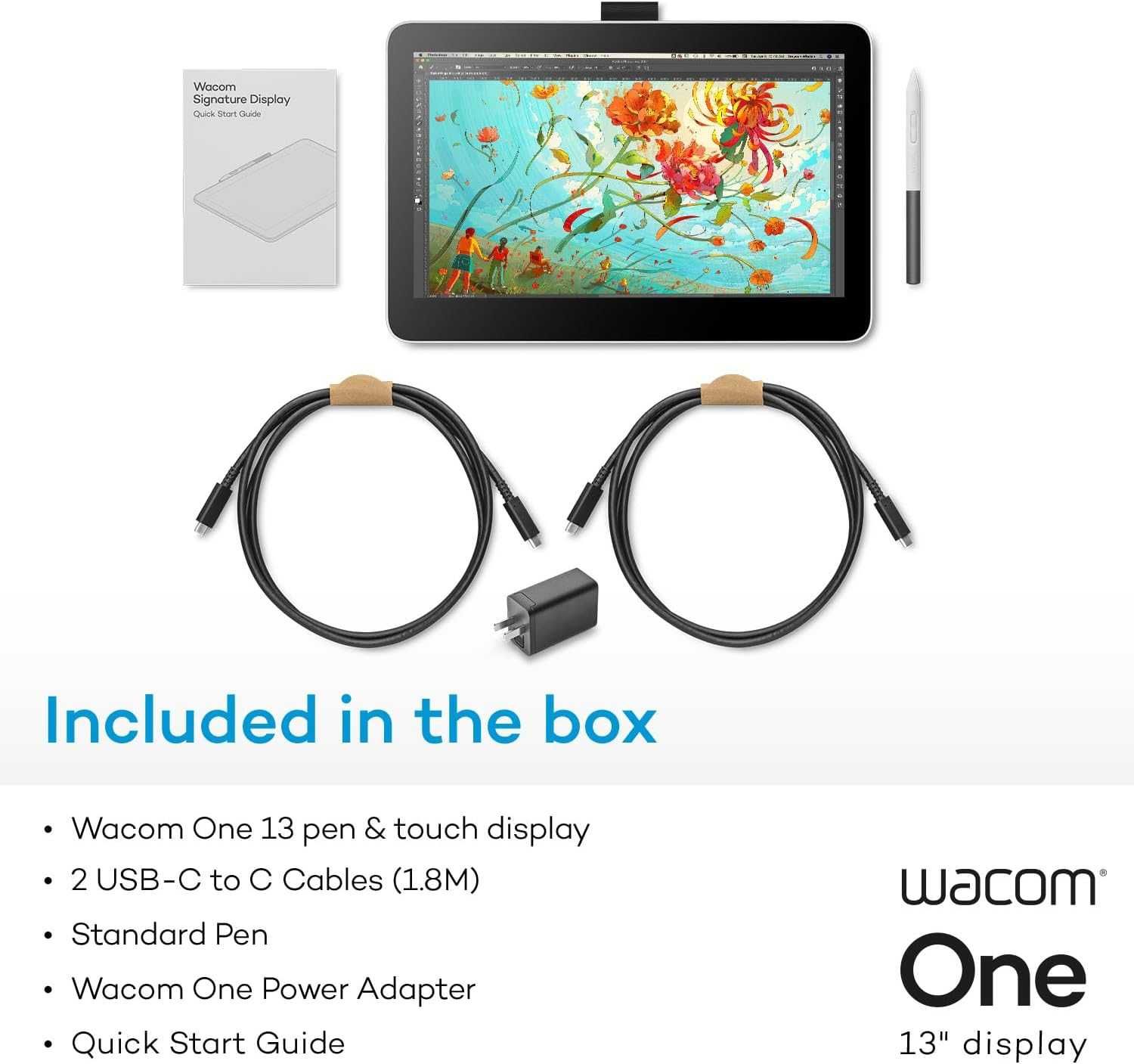 Графический планшет с экраном Wacom One 13 touch 2024