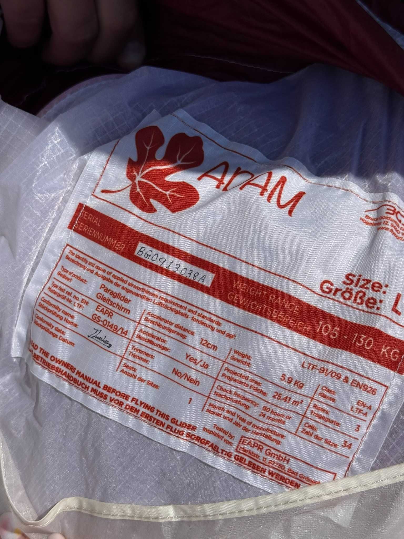 Parapantă BGD Adam Marimea L – ideală pentru începători