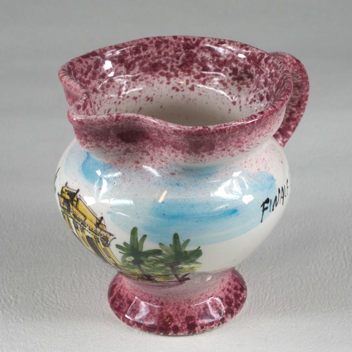 Carafa decorativa/vas/vaza ceramica pictata rustică Italia, Liguria.