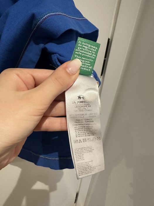 La Martina синя тениска с яка, размер Л slim fit