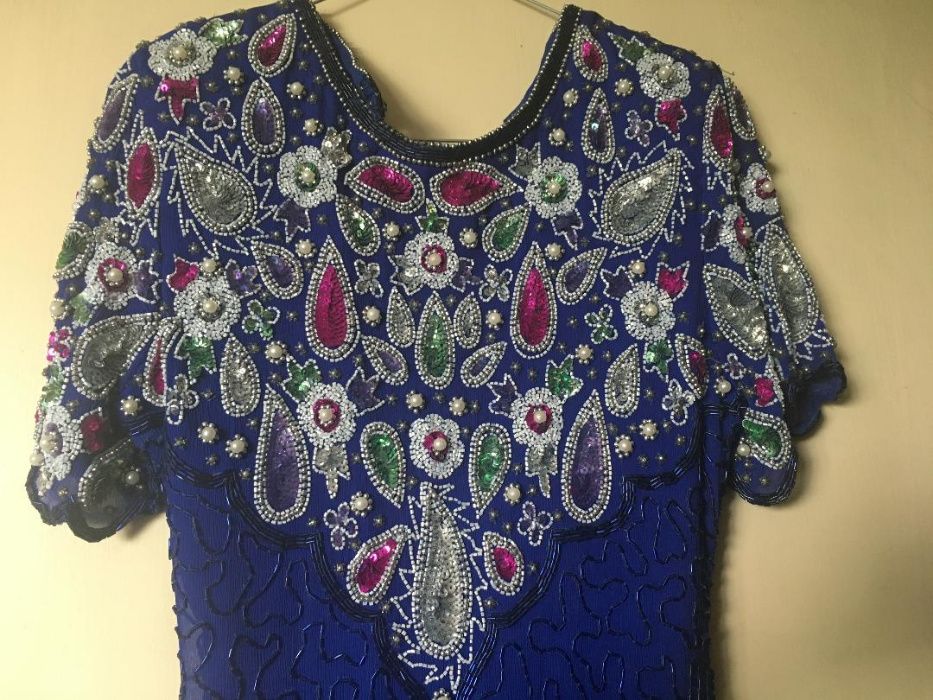 Rochie albastra exotica, de ocazie, Nunta / Revelion, marime S/M