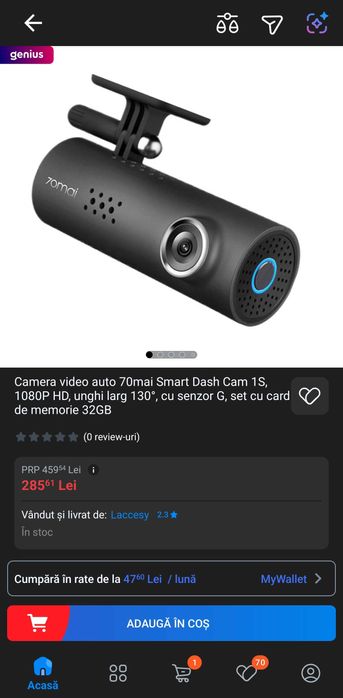 Camera video auto 70mai Smart Dash Cam 1S