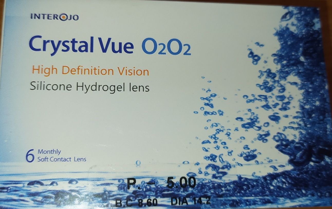 Линзы для глаз -5.00 Crystal Vue O²O² ( 3 упаковки по 6 линз )