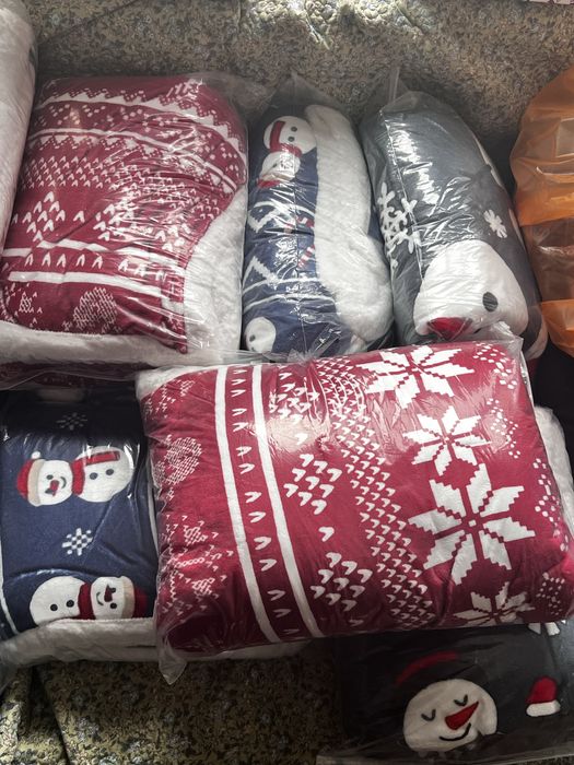 Теплые новогодние плкедики, подарочный плед. 100x150