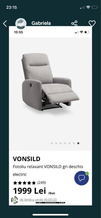 Fotoliu jisk gri deschis