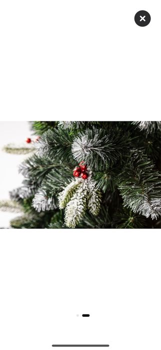 Brad artificial 180 cm varfuri ninse merisoare rosii