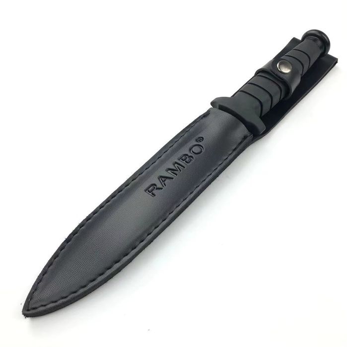 Cutit tip baioneta cu doua taisuri, maner cauciuc + teaca, 35cm