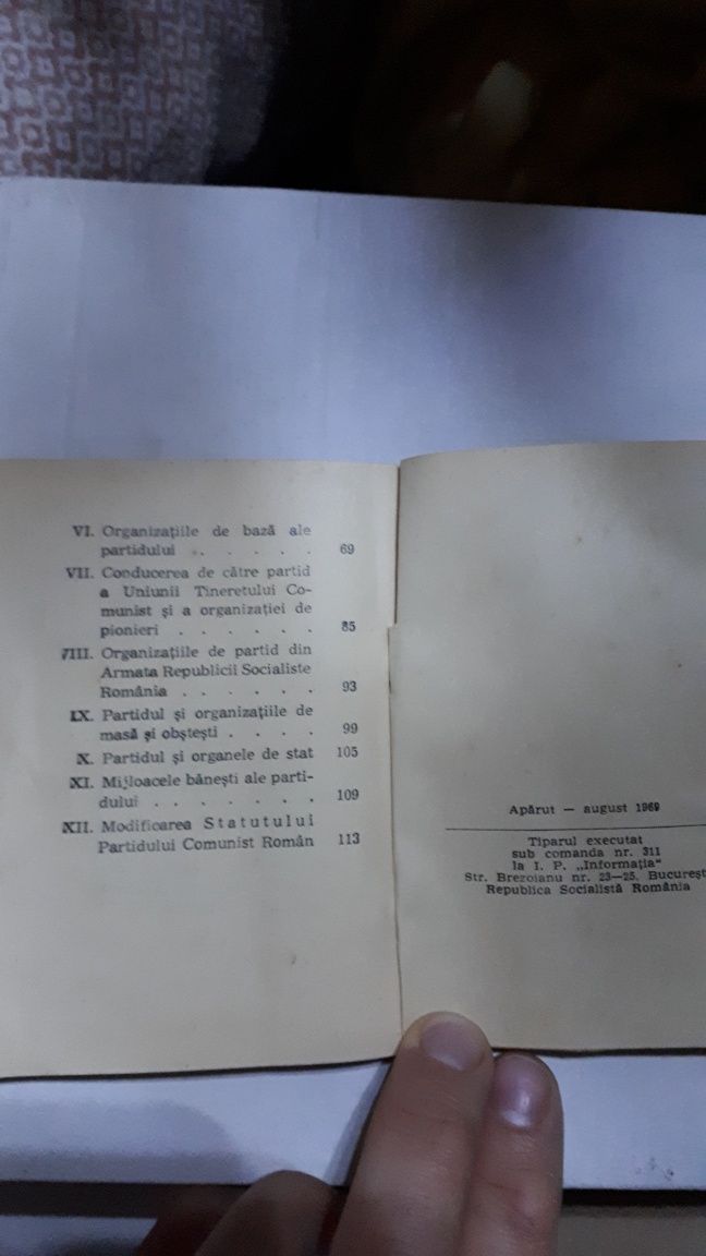 Carte Statutul Partidului Comunist Roman 1969